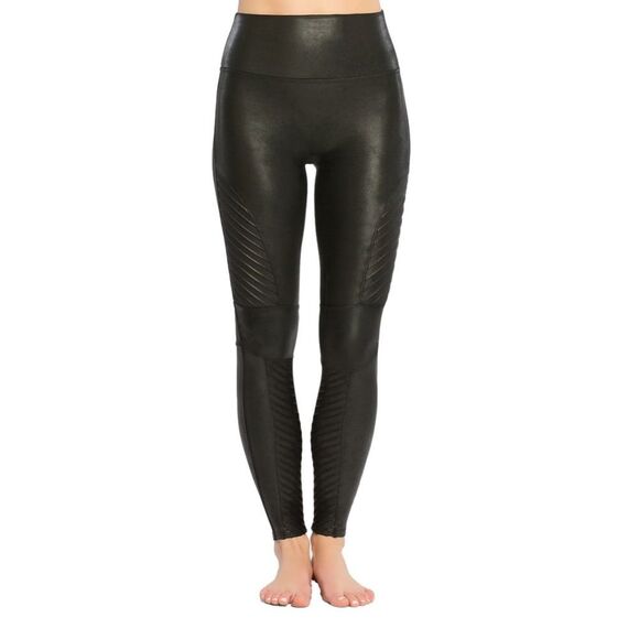 Spanx Faux Leather Moto Leggings Metallic Colored Size Large - Picture 1 of 14